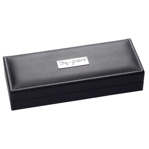 קופסת X-Pen מהודרת שחורה דמוי עור עם לוחית